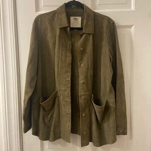 Sezane will jacket green leather olive size medium